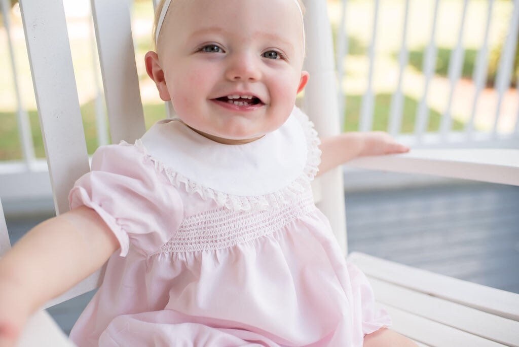 Bless Your Heart Smocked Pink Bubble