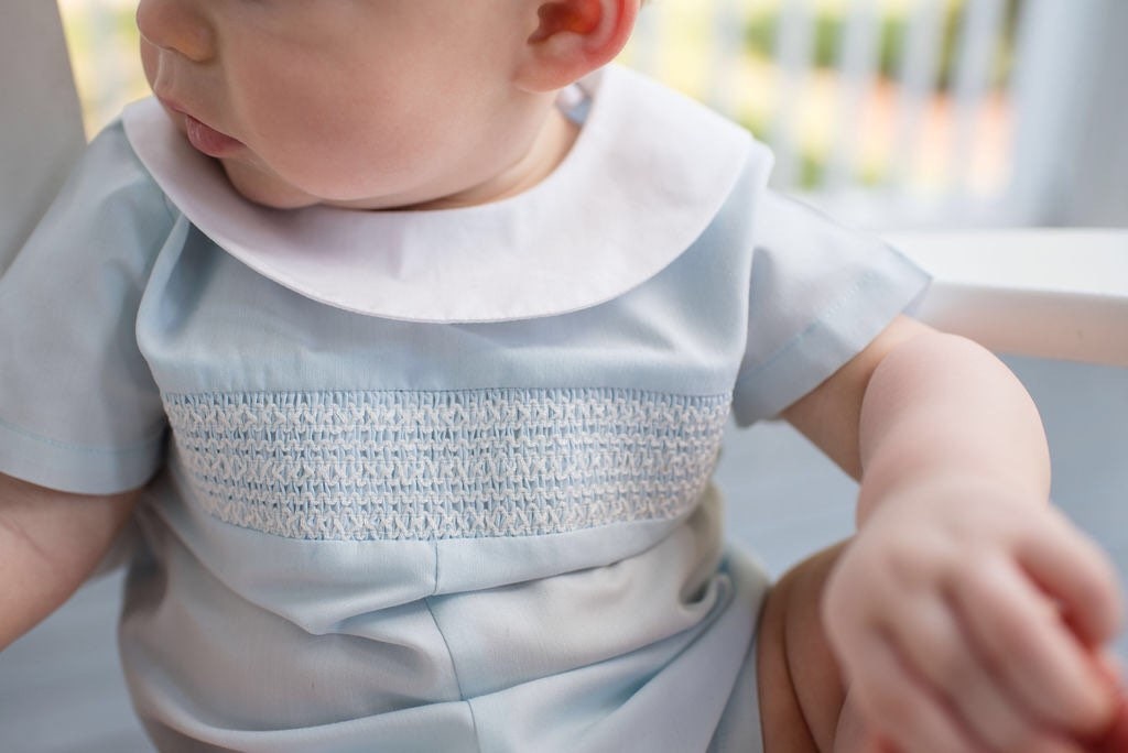 Bless Your Heart Blue Smocked Romper