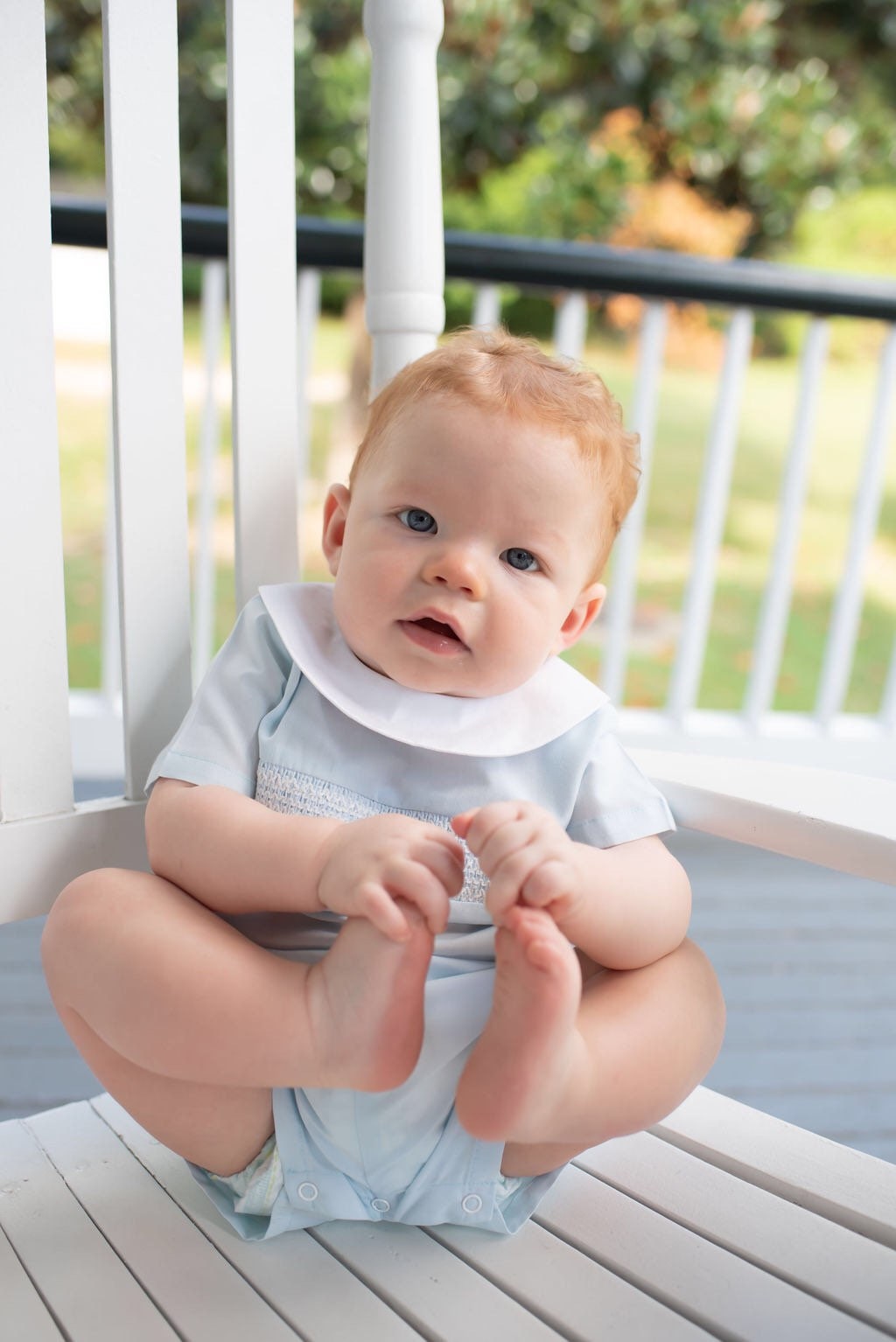 Bless Your Heart Blue Smocked Romper