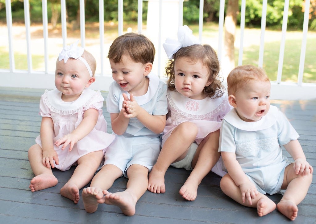 Bless Your Heart Blue Smocked Romper