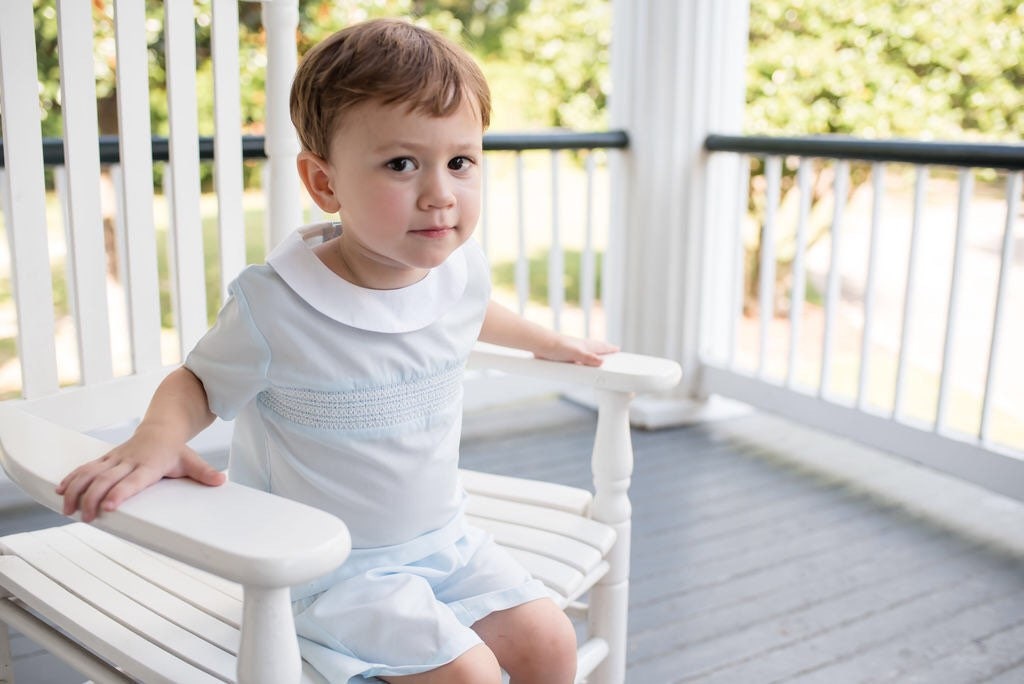 Bless Your Heart Blue Smocked Shorts Set