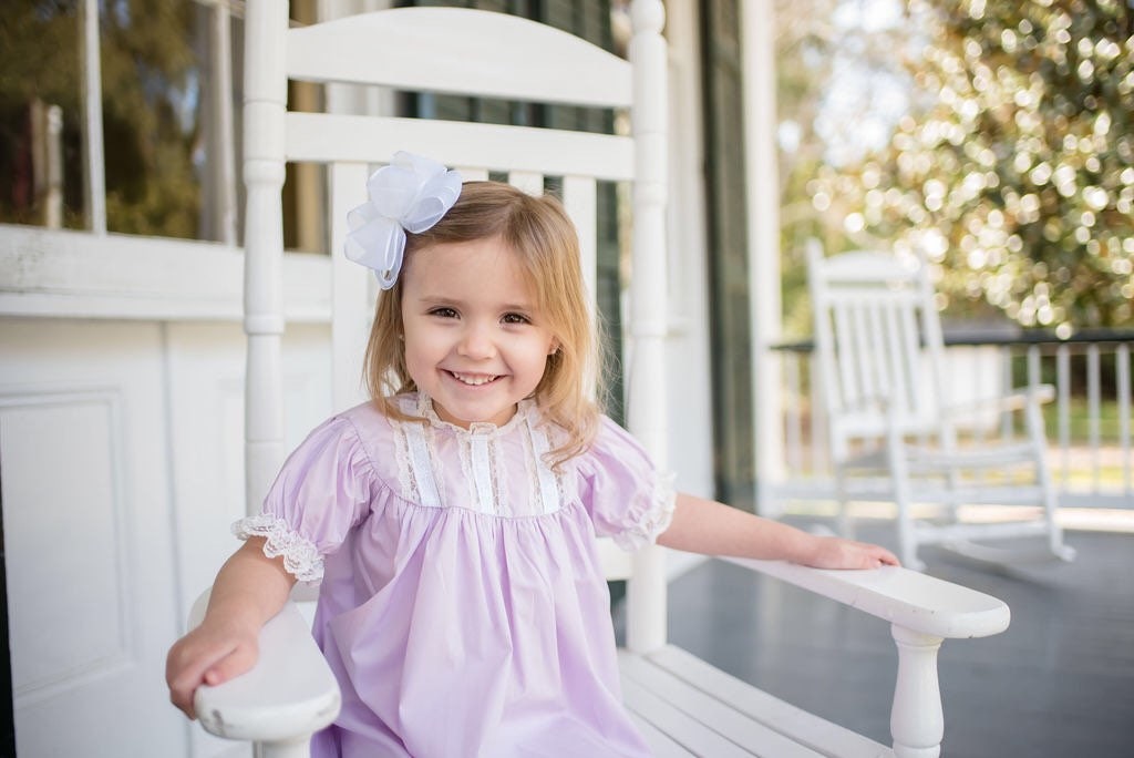 Floral Lace Heirloom Dress in Purple