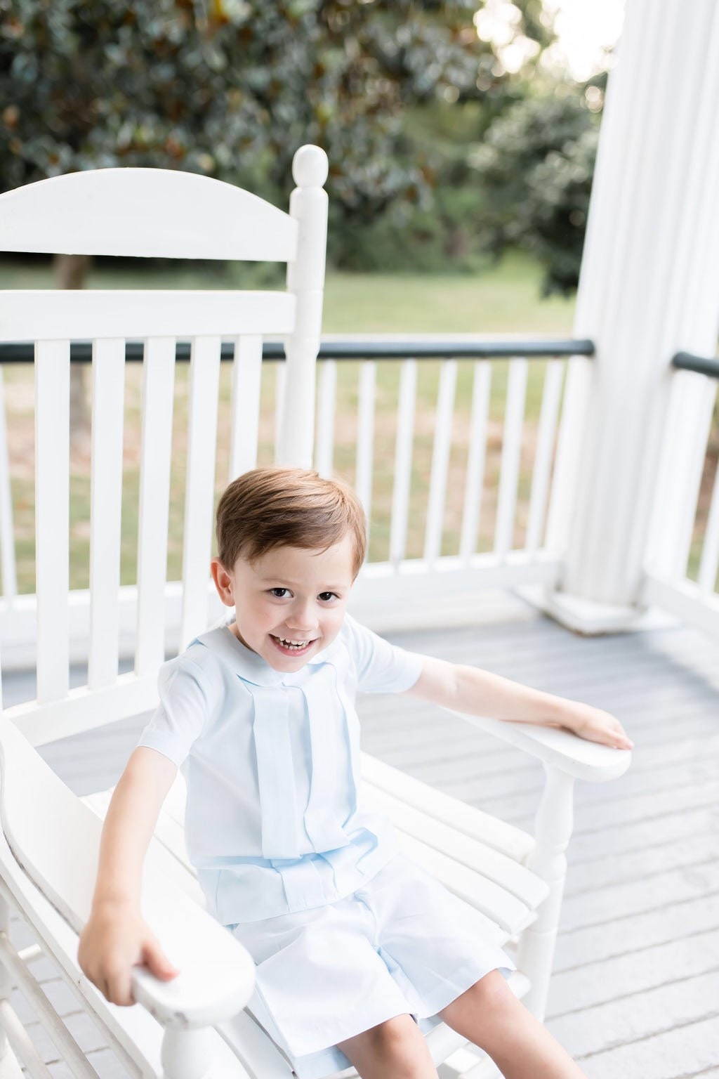 Pleated Shorts Set in Blue