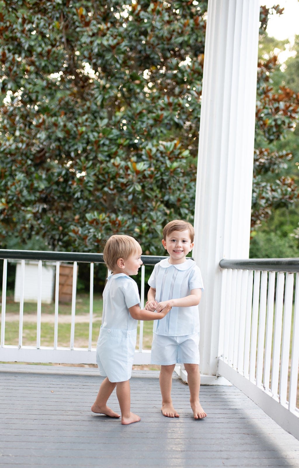 Pleated Shorts Set in Blue