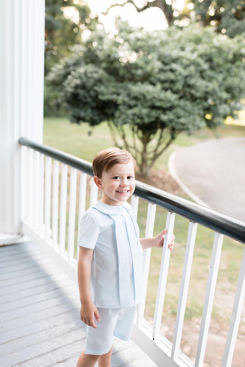 Pleated Shorts Set in Blue