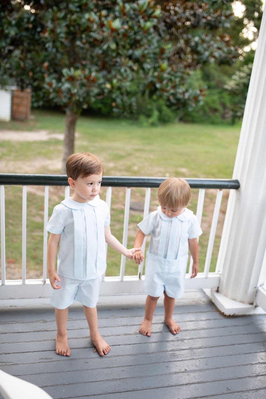 Pleated Shorts Set in Blue