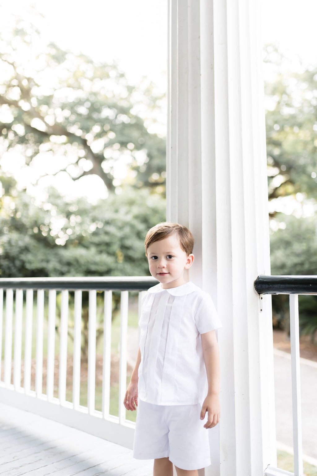 Pleated Shorts Set in White