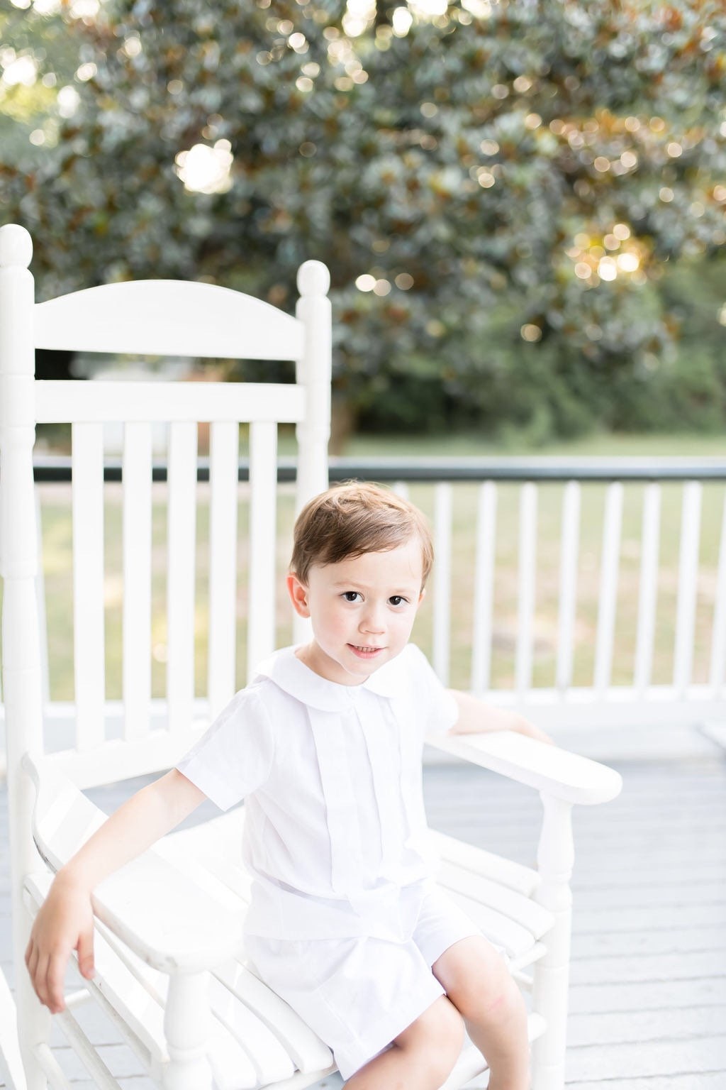 Pleated Shorts Set in White