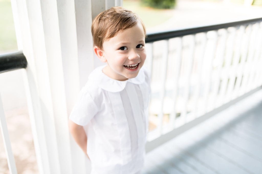 Pleated Shorts Set in White