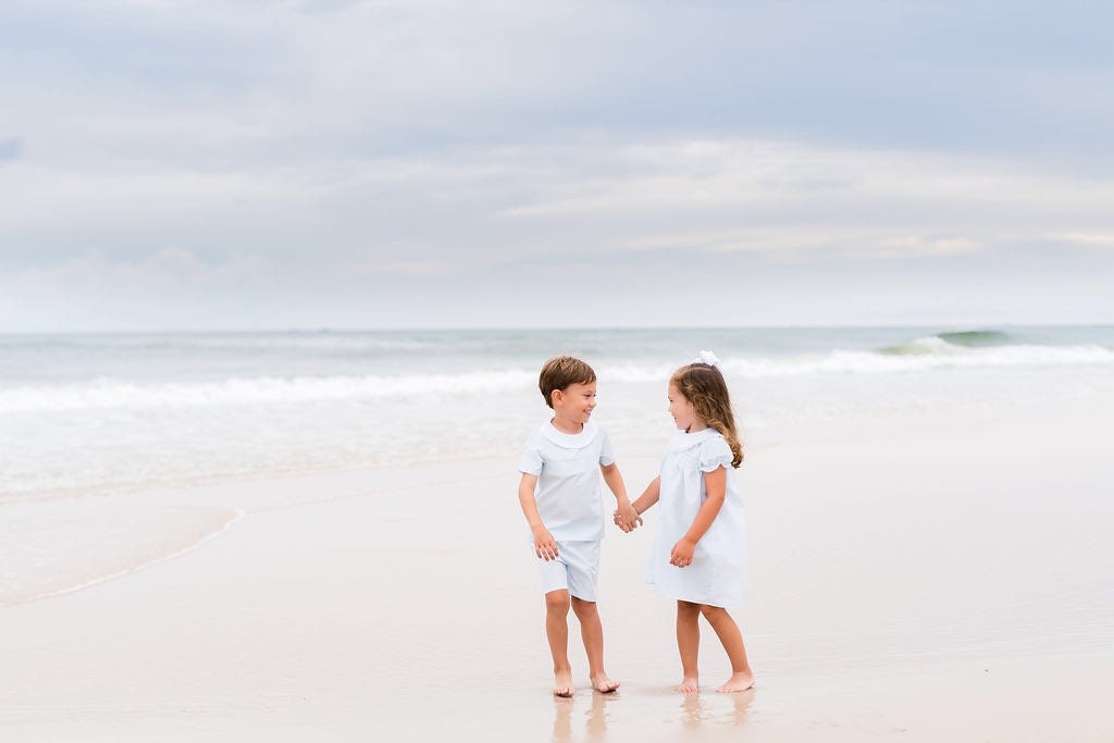 Bless Your Heart Blue Smocked Shorts Set