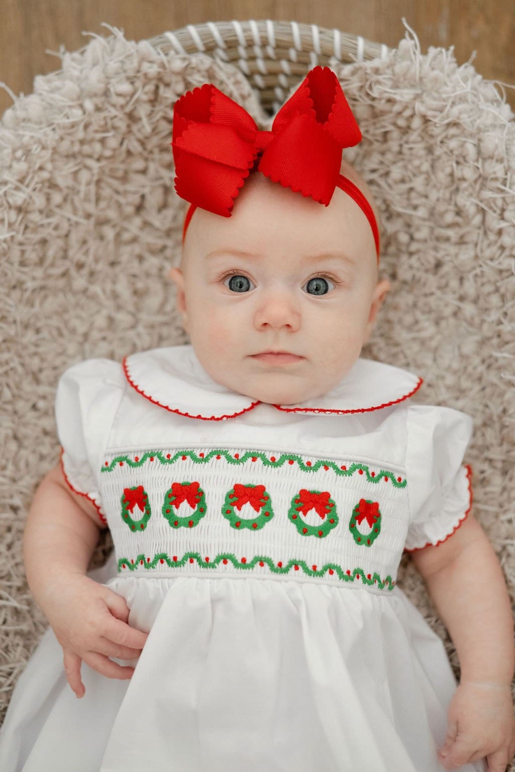 Smocked Wreath Christmas Dress