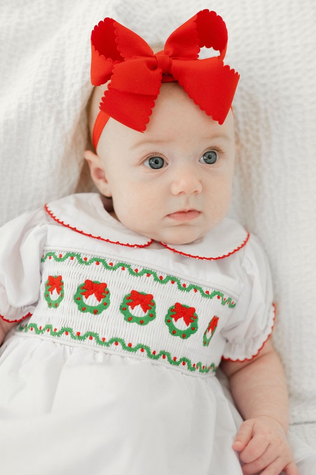Smocked Wreath Christmas Dress