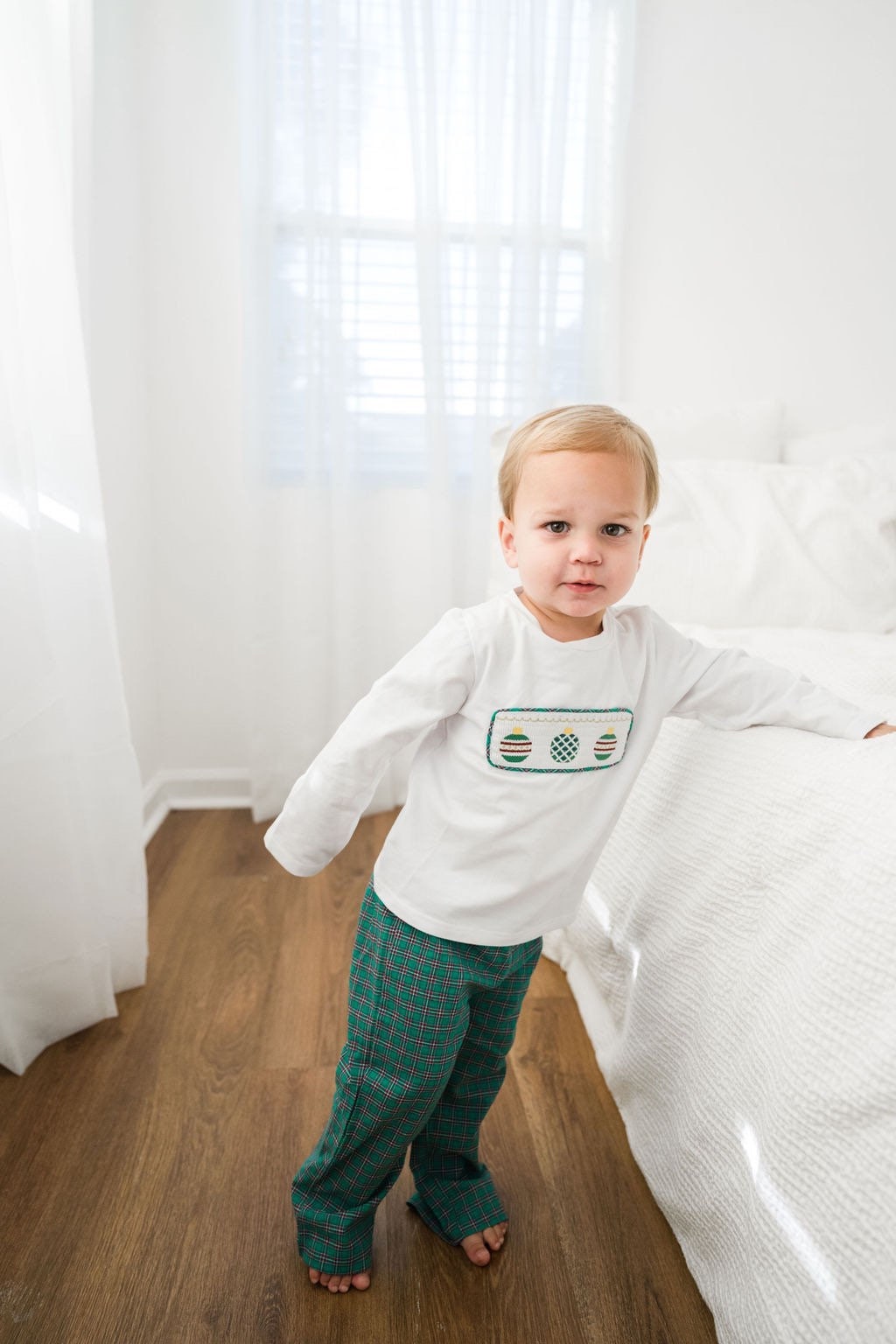 Christmas Ornament Smocked Boys Pants Set