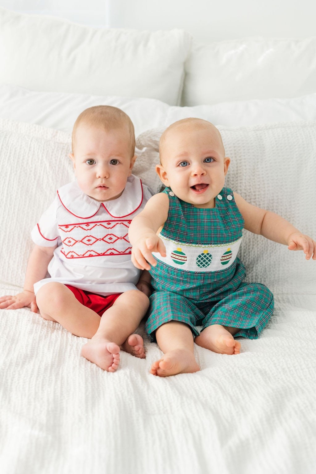 Smocked Red Shorts Set