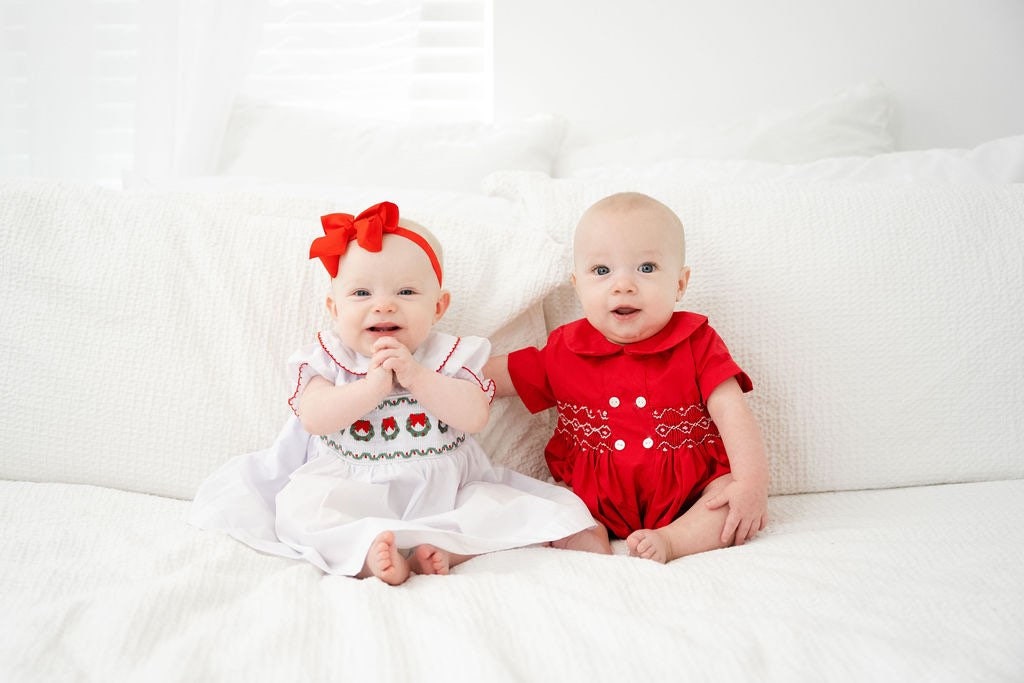 Smocked Red Boys Bubble