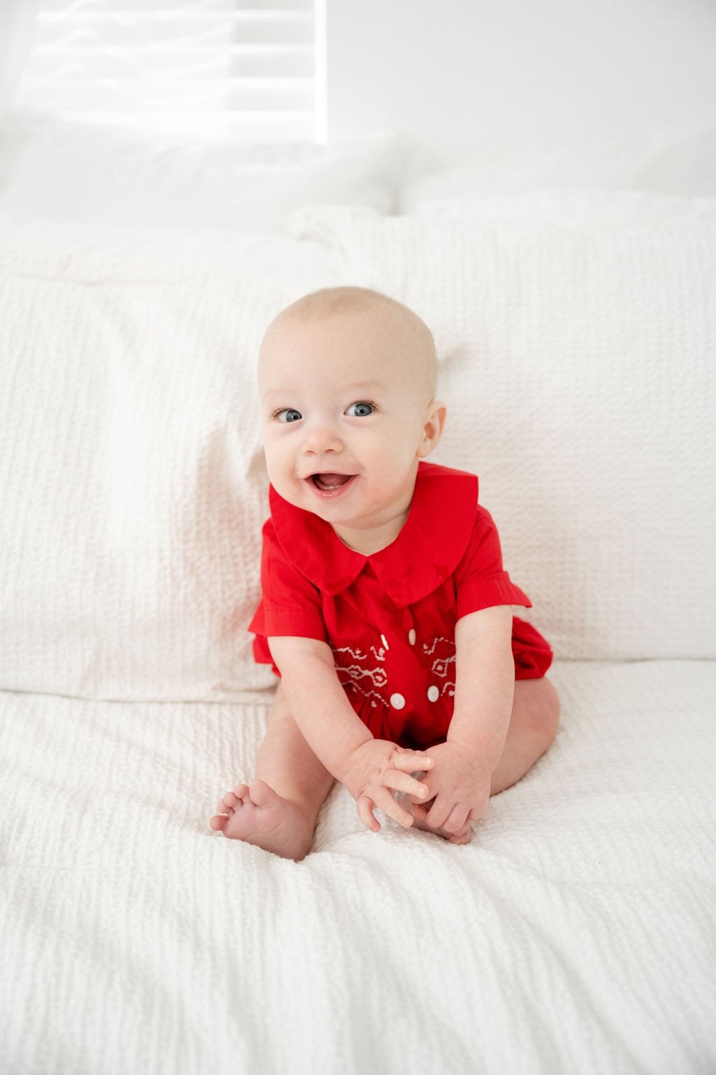 Smocked Red Boys Bubble