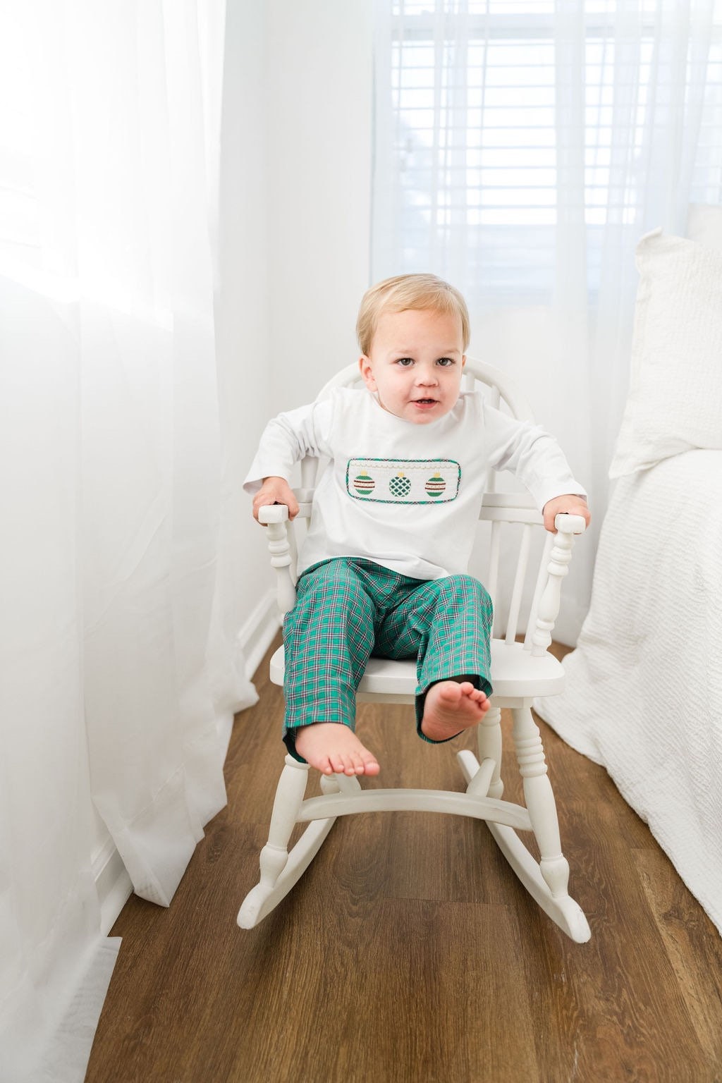 Christmas Ornament Smocked Boys Pants Set