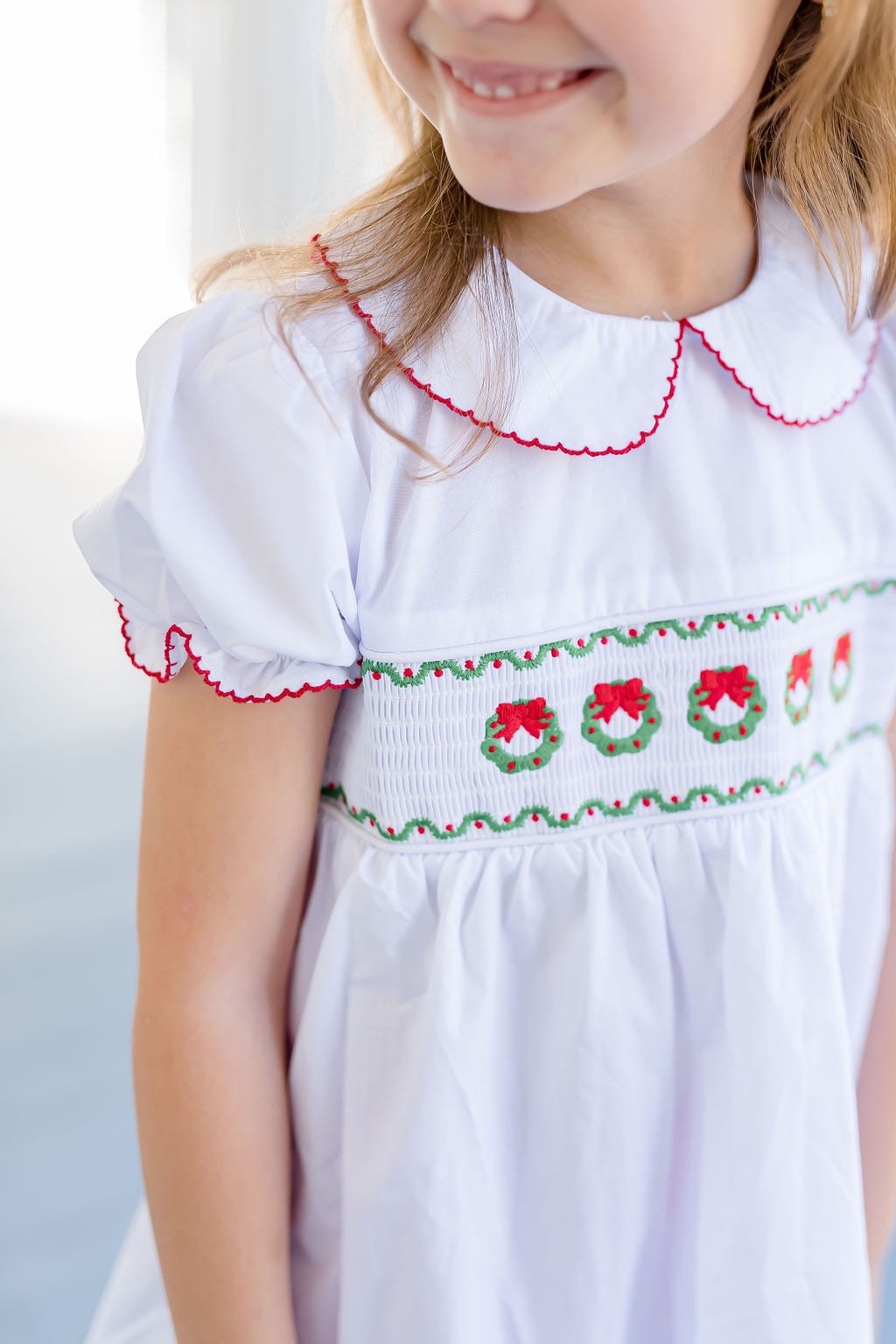 Smocked Wreath Christmas Dress