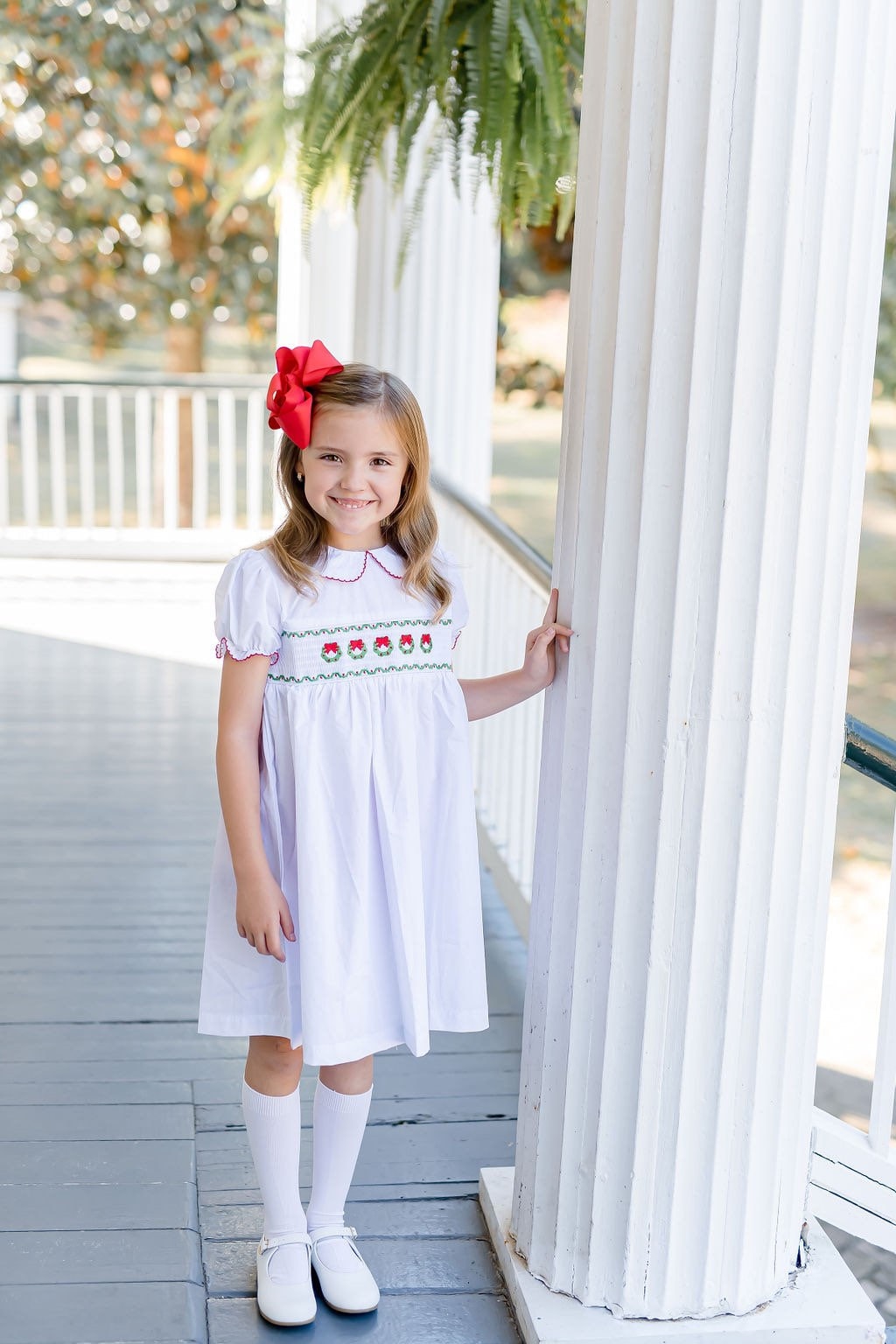 Smocked Wreath Christmas Dress