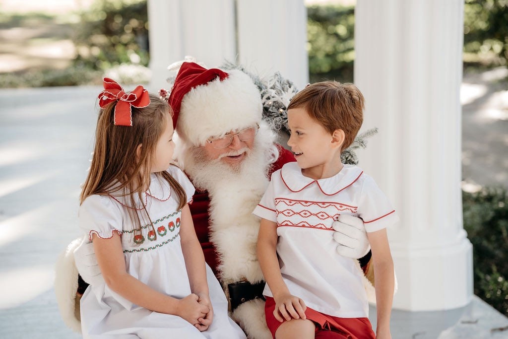 Smocked Red Shorts Set