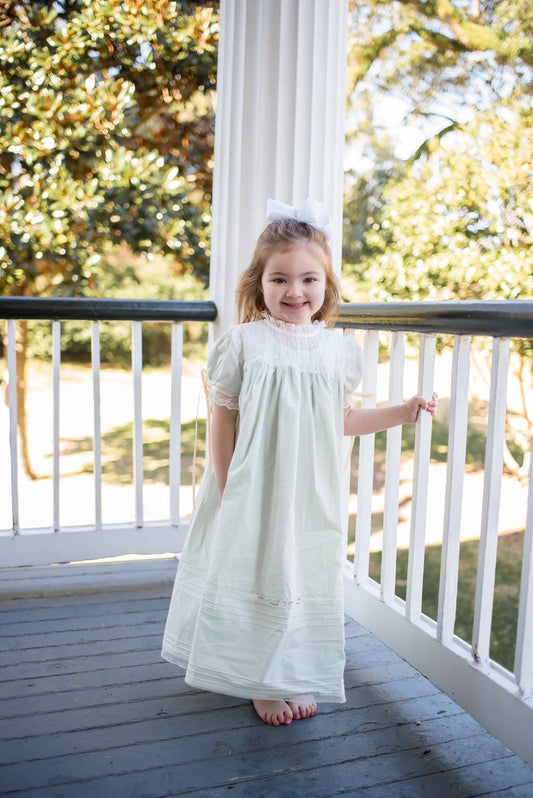 The Victorian Heirloom Dress in Mint Green