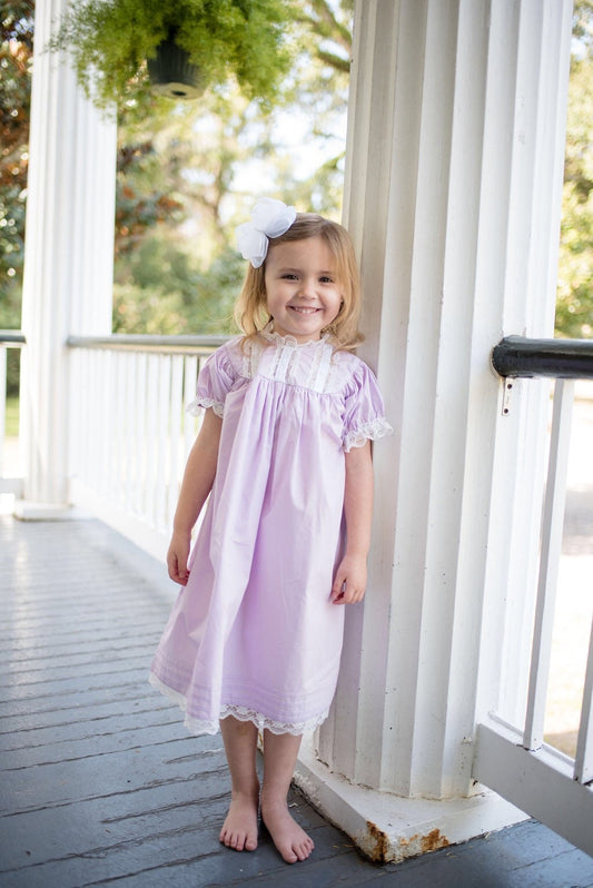 Floral Lace Heirloom Dress in Purple