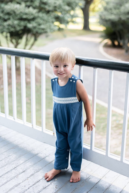 Blue Smocked Knit Longall