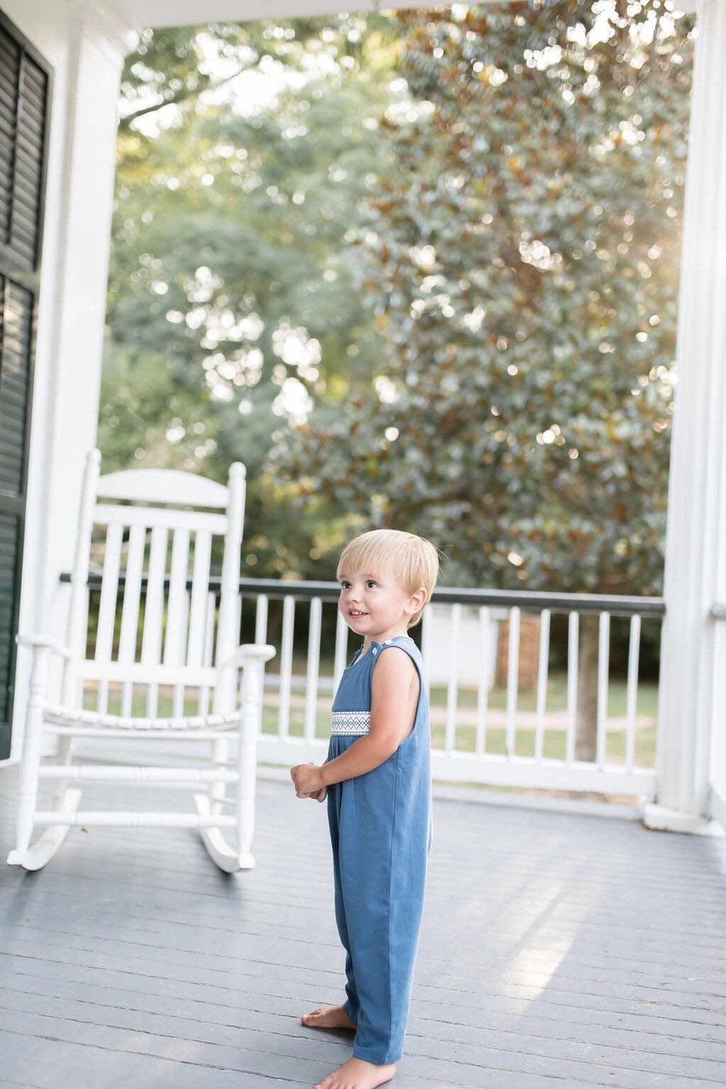 Blue Smocked Knit Longall