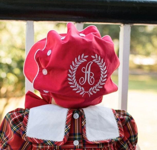 Red Bonnet with White Trim
