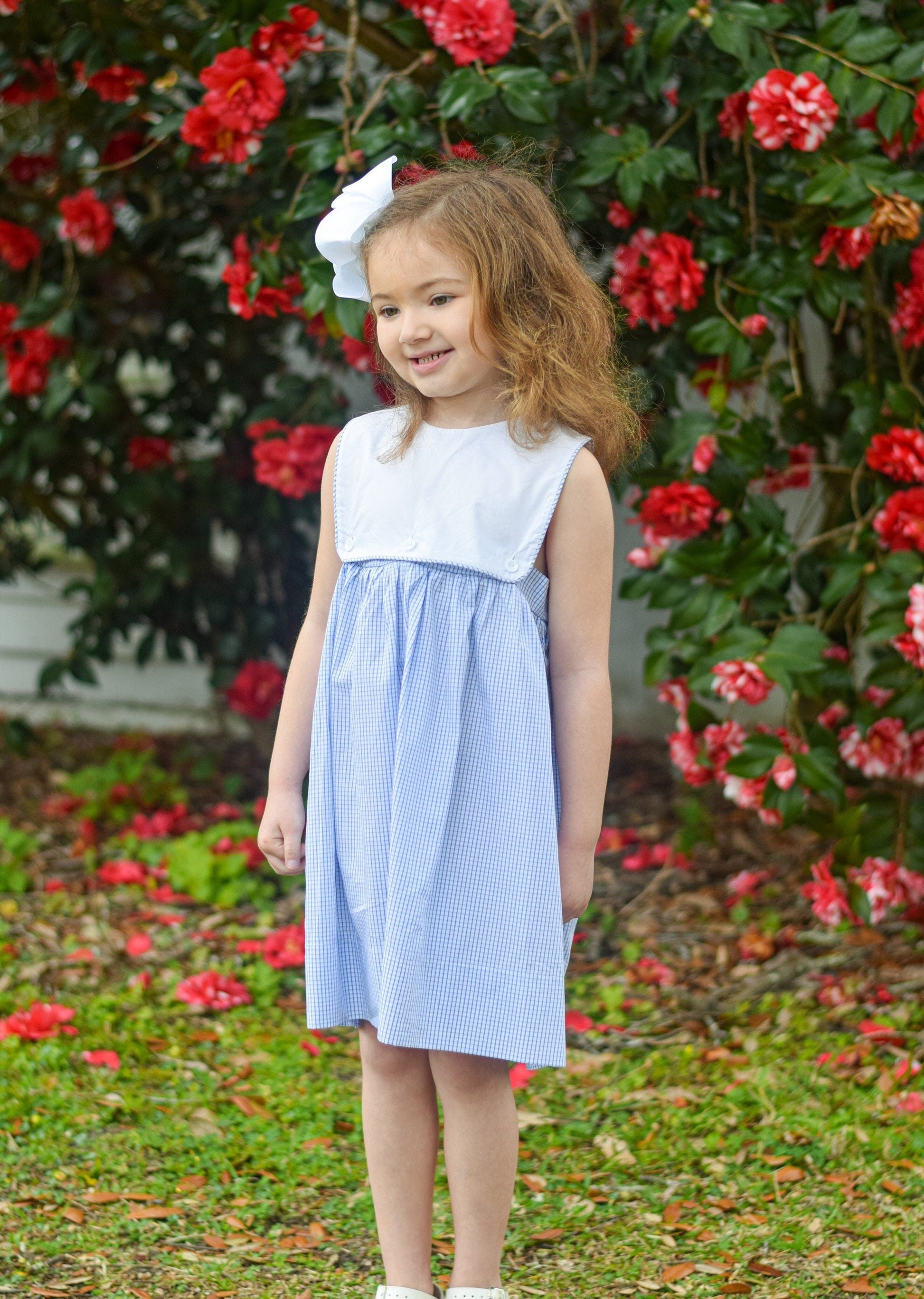 Blue Gingham Bib Dress