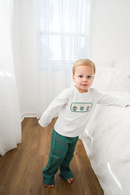 Christmas Ornament Smocked Boys Pants Set