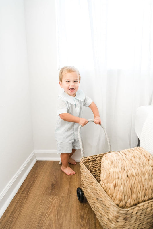 At Last Front ButtonHeirloom Shorts Set in Blue